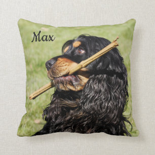 Black and Tan Playful Cocker Spanischer Welpe Hund Kissen