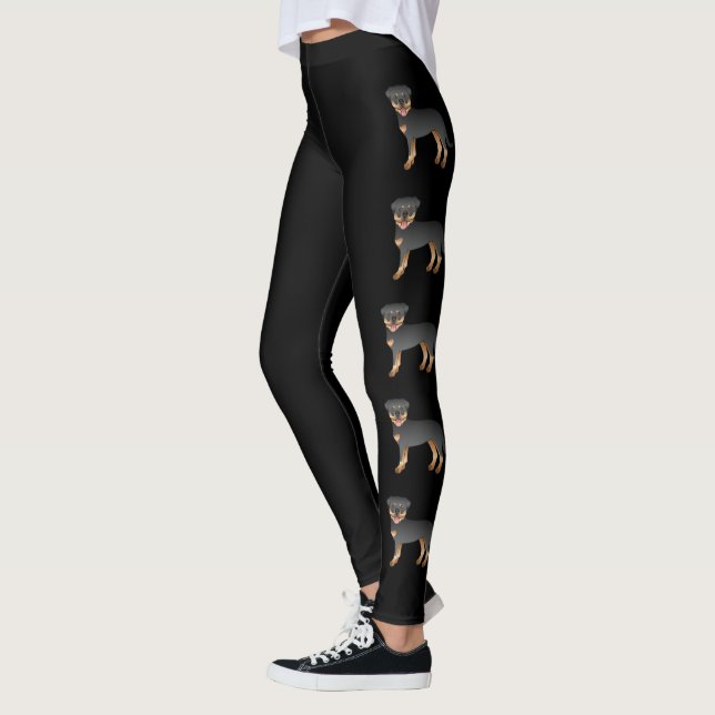 Black and Tan Rottweiler Niedlich Cartoon Hunde Leggings (Links)