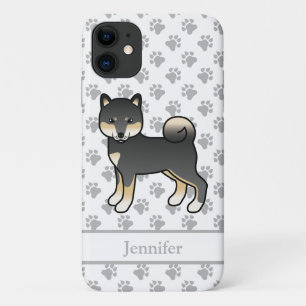 Black and Tan Shiba Inu Cartoon Dog & Name Case-Mate iPhone Hülle