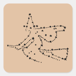 Black and Tan Starry Hexe Halloween Quadratischer Aufkleber