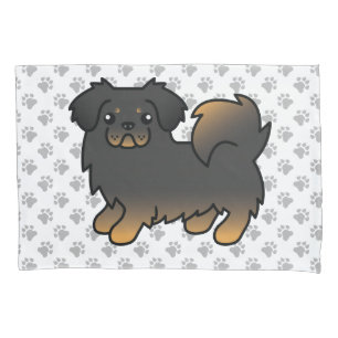 Black and Tan Tibetan Spanisch Cartoon Dog & Paws Kissenbezug