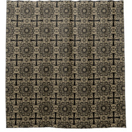 Black and Tan Tribal Duschvorhang