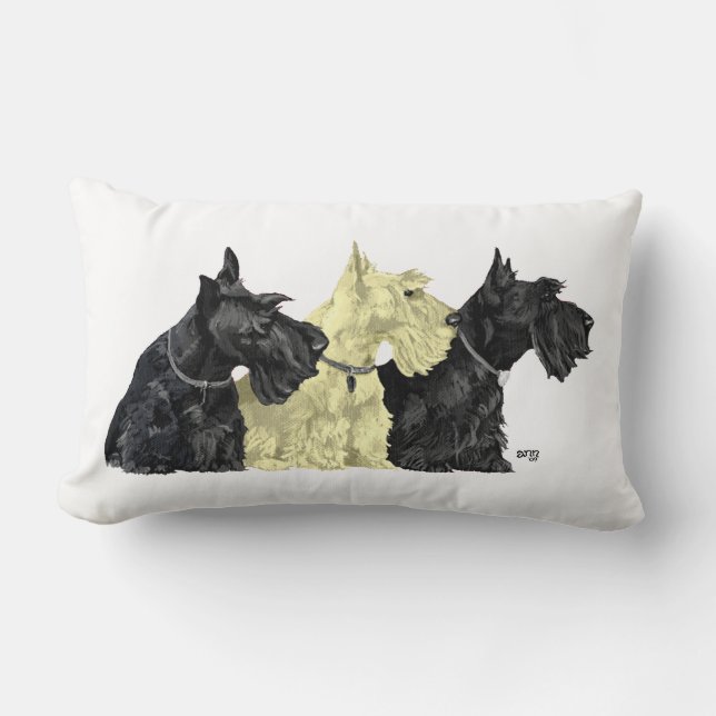Black and Wheaten Scotties Lendenkissen (Vorderseite)