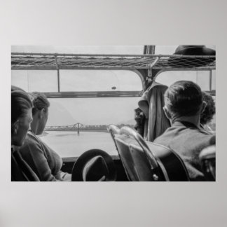 Black and White 1968 European Countryside Bus Ride Poster