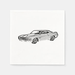 Black and White 1969 Camaro Z28 Paper Party Serviette