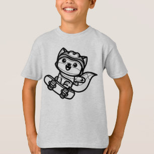 BLACK AND WHITE #28 - Fox spielt mit Skateboard T-Shirt