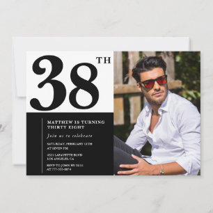Black and White 38th Birthday Invitations Photo