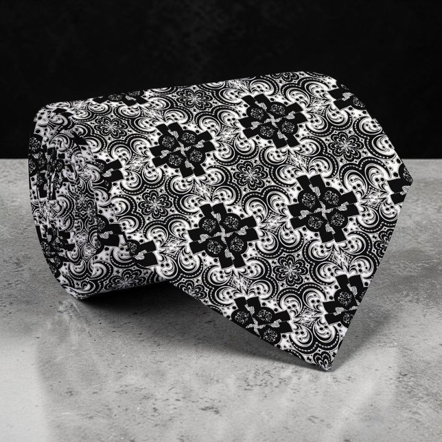 Black and White Abstract Custom Necktie Krawatte (Von Creator hochgeladen)