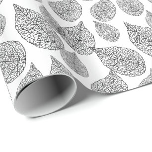 Black and White Abstract Leafs Pattern Geschenkpapier