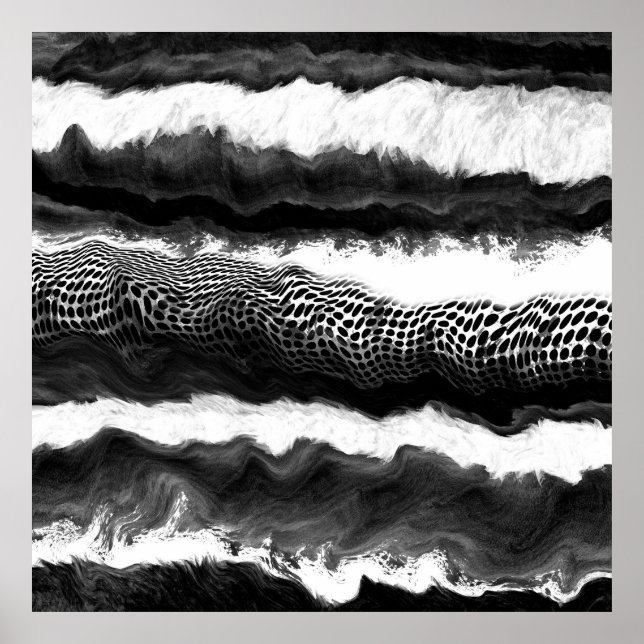 Black and White Abstract Modern Illusion Art  Poster (Vorne)