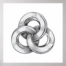 Black and white abstract of three interconnected c poster