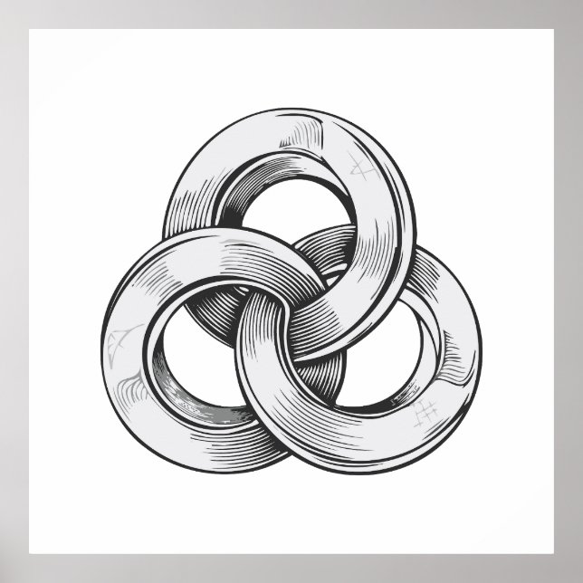 Black and white abstract of three interconnected c poster (Vorne)