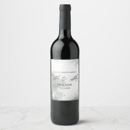 Black and White Abstrakt Mr. & Mrs. Wedding Weinetikett