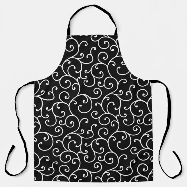 Black and White allover seamless scroll designpatt Schürze (Vorderseite)