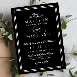 Black and White and Silver Foil Wedding Invitation Folieneinladung