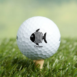 Black And White Angel Fish Design Personalised Golfball