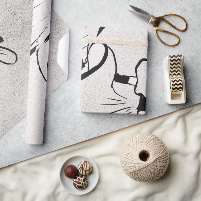 Black and White Art Jane Avril von Toulouse Lautre Geschenkpapier (Kunsthandwerk)