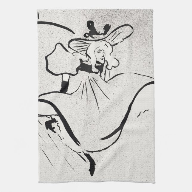 Black and White Art Jane Avril von Toulouse Lautre Geschirrtuch (Vertikal)