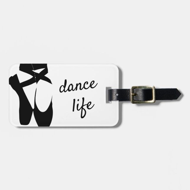 Black and White Ballet Shoes Dance Life Custom Gepäckanhänger (Vorderseite horizontal)