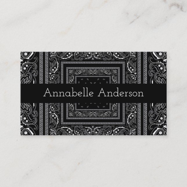 Black and White Bandana Personalisieren Visitenkarte (Vorderseite)