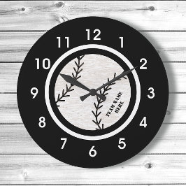 Black and White Baseball Acrylic Wall Clock Große Wanduhr
