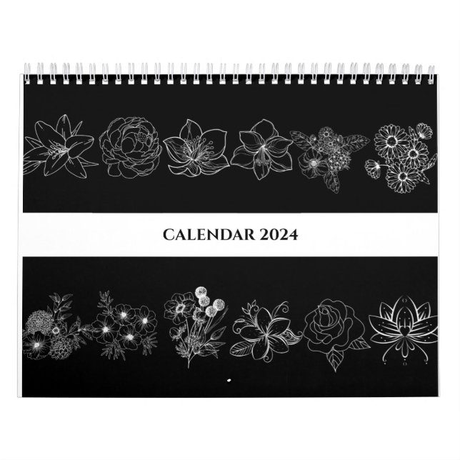 BLACK AND WHITE BLUME ART LINIE BIBLE VERSE KALENDER (Titelbild)