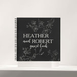 Black and White Boho Floral Wedding Guest Book  Notizbuch<br><div class="desc">Looking for a unique and modern way to show off your wedding details? Look no further than our navy blue floral botanical enclosure card! This card is perfect for a minimalistic or modern wedding, and can be used as an insert for invitations, registry cards, or even baby shower invitations. With...</div>