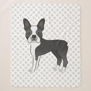 Black and White Boston Terrier Cartoon Dog & Paws Sherpadecke
