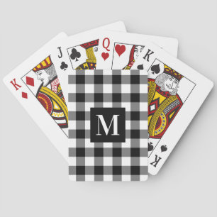 Black and White Buffalo Pläd Custom Monogram Spielkarten