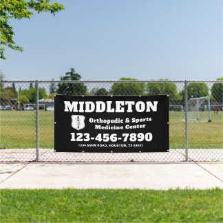 Black and White Business Banner with Logo