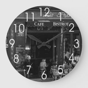 Black and White Cafe in Montmartre, Paris Große Wanduhr