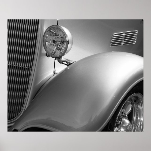 Black and White Car Photo Poster (Vorne)