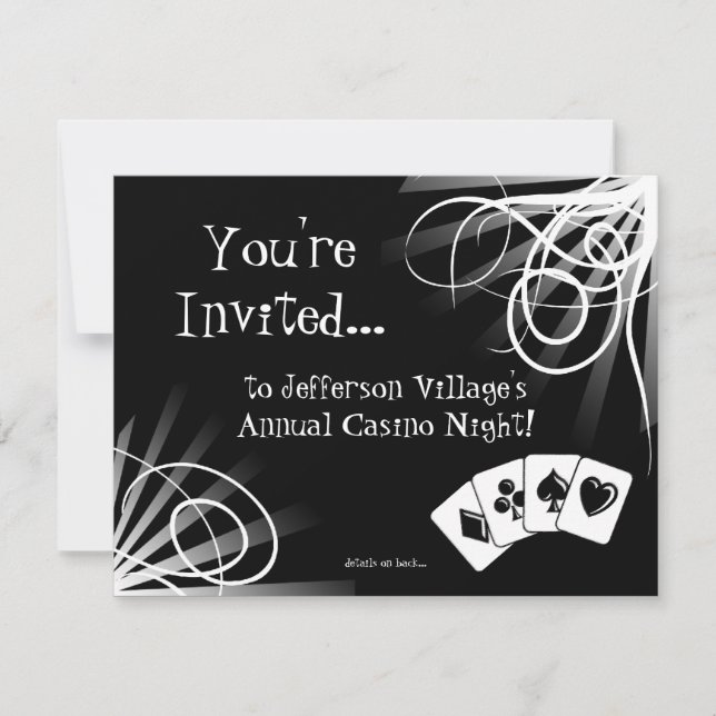 Black and White Casino Einladung (Vorderseite)