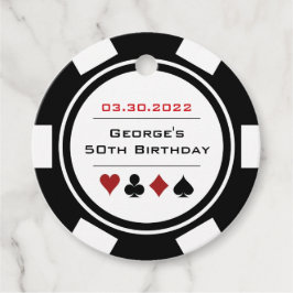 Black and White Casino Poker Chip Geburtstag Geschenkanhänger