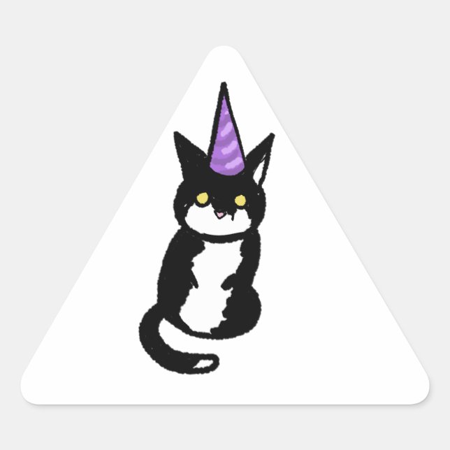Black and White Cat Celebration Sticker (Vorderseite)