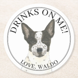 Black and White Cattledog Heeler Wedding Runder Pappuntersetzer