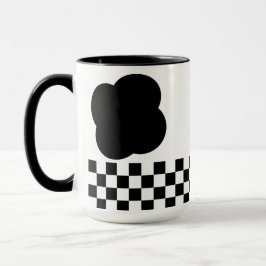 Black and White Checkerboard Two-Tone Mug Tasse