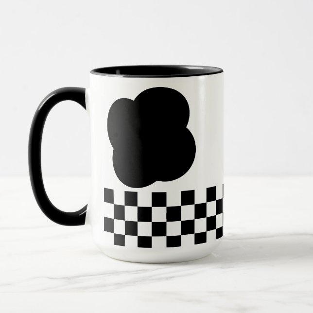 Black and White Checkerboard Two-Tone Mug Tasse (Links)