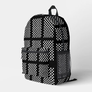 Black and White Checkered Backpack Bedruckter Rucksack