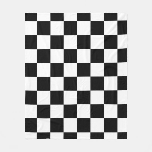 Black and White Checkered Square Pattern  Fleecedecke (Vorderseite)