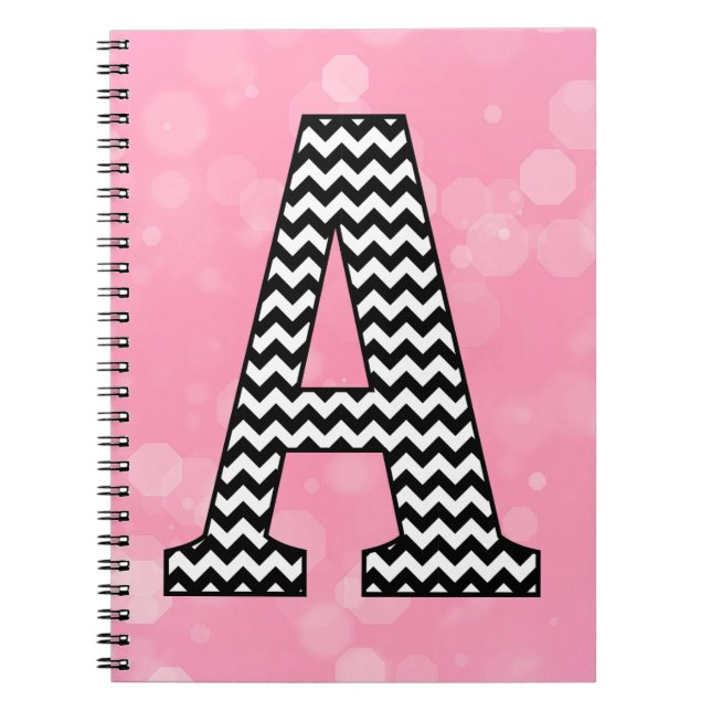 Black and White Chevron "A" Monogram Notizblock (Vorderseite)