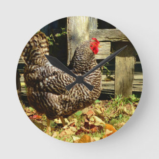 Black and white Chicken Runde Wanduhr