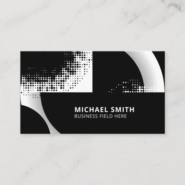 Black and White Circles Dots Visitenkarte (Vorderseite)