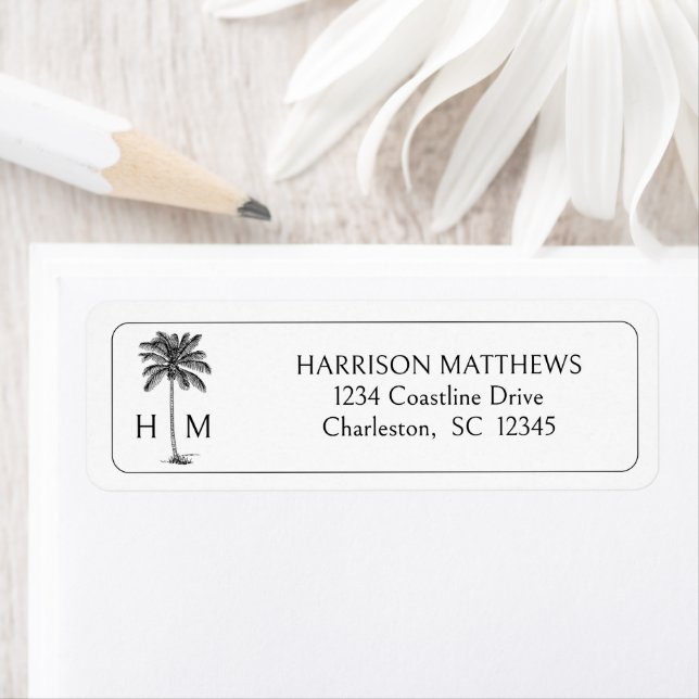 Black and White Coastal Palmetto Palm Monogram (Insitu)