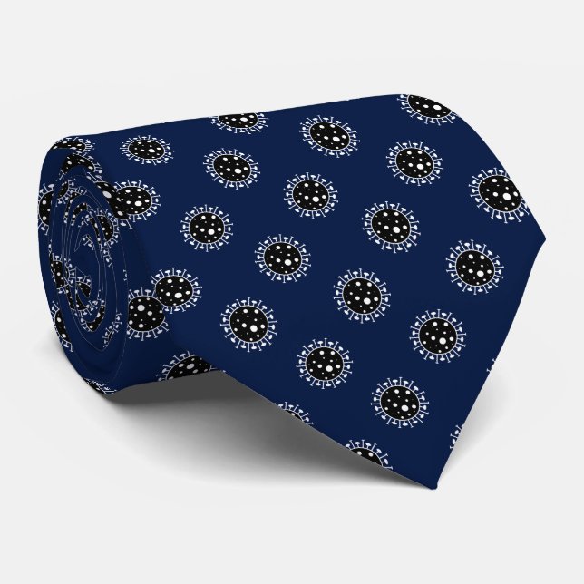 Black and White Corona Virus Pattern Blue Neck Tie Krawatte (Gerollt)