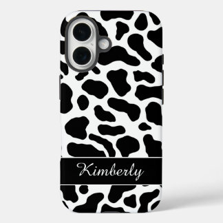Black and White Cow Print  iPhone 16 Hülle