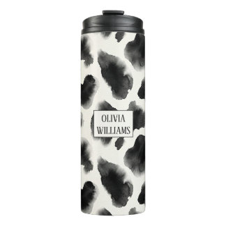 Black and White Cow Print Pattern Thermosbecher