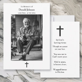 Black and White Cross and Poem Photo Memorial Karte