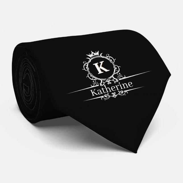 Black and White Custom Royal Neck Tie Krawatte (Gerollt)