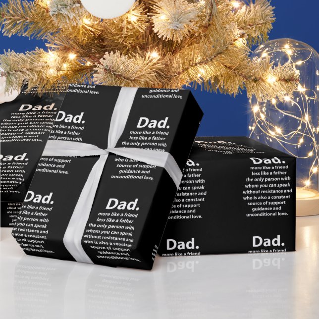 Black and White Dad Daddy Quote Birthday Geschenkpapier (Feiertage)
